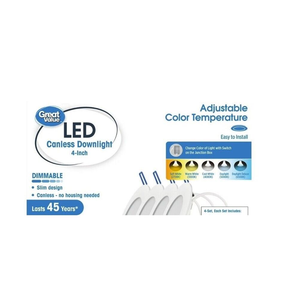 12 pk Great Value 6" LED Recessed Downlight Adjus Color Temp 65W Energy Star NIB